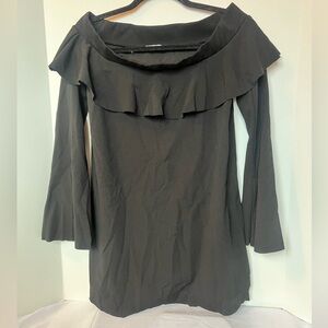 Zara Black Off Shoulder Ruffle Dress